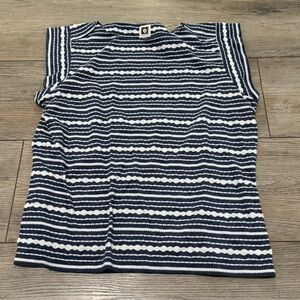Anne Klein Blue and White Striped Top
